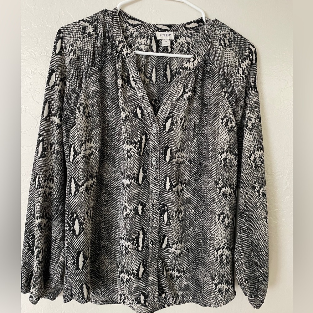 J. Crew Black and White Snakeskin Blouse